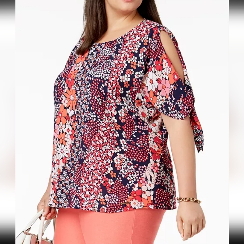 MICHAEL Michael Kors - Patchwork Floral Cold-Shoulder Top - M